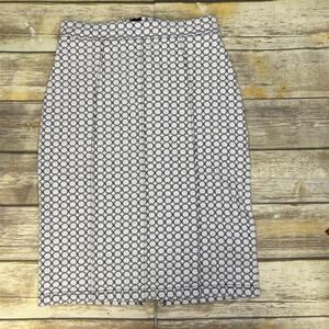 Maeve Anthropologie White Black Geometric Office Business Pencil Skirt Sz XS